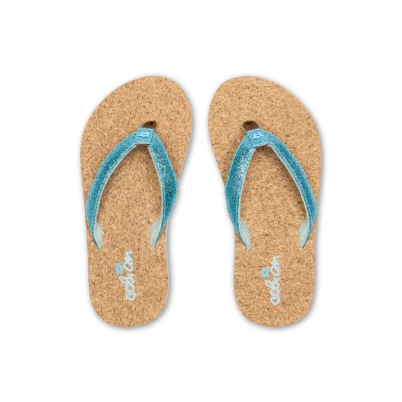 Cobian Girls Lil' Capri Glittered strap sandal Cork Sole Sandal - Blue - Picture 2 of 5